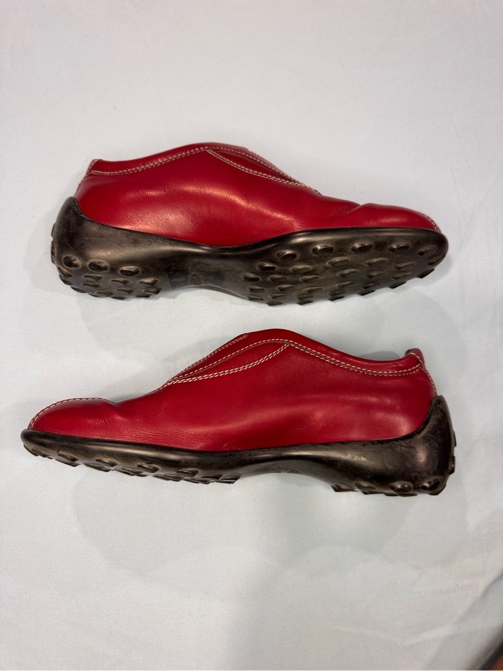 Authentic Tod's Italian Red Leather Slip-On Gommino Driving Shoes -